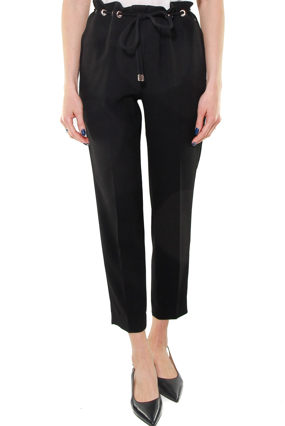 Liu Jo Black pantalone in crepe con coulisse nero