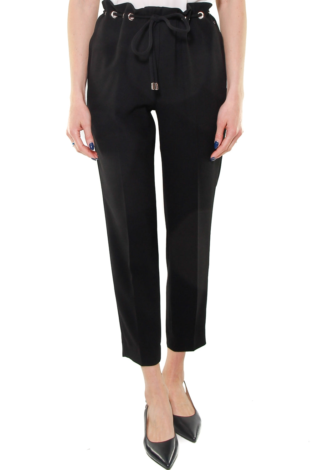 Liu Jo Black pantalone in crepe con coulisse nero