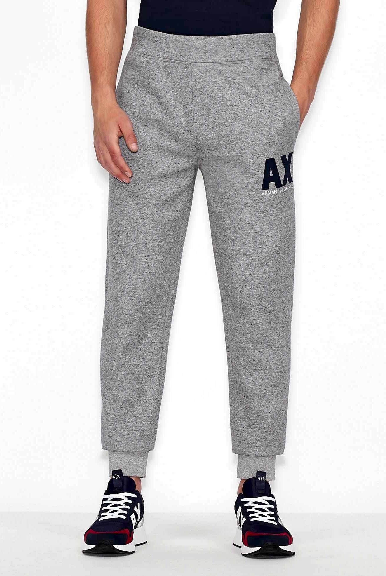 Ax Uomo pantalone in felpa con logo stampato grigio