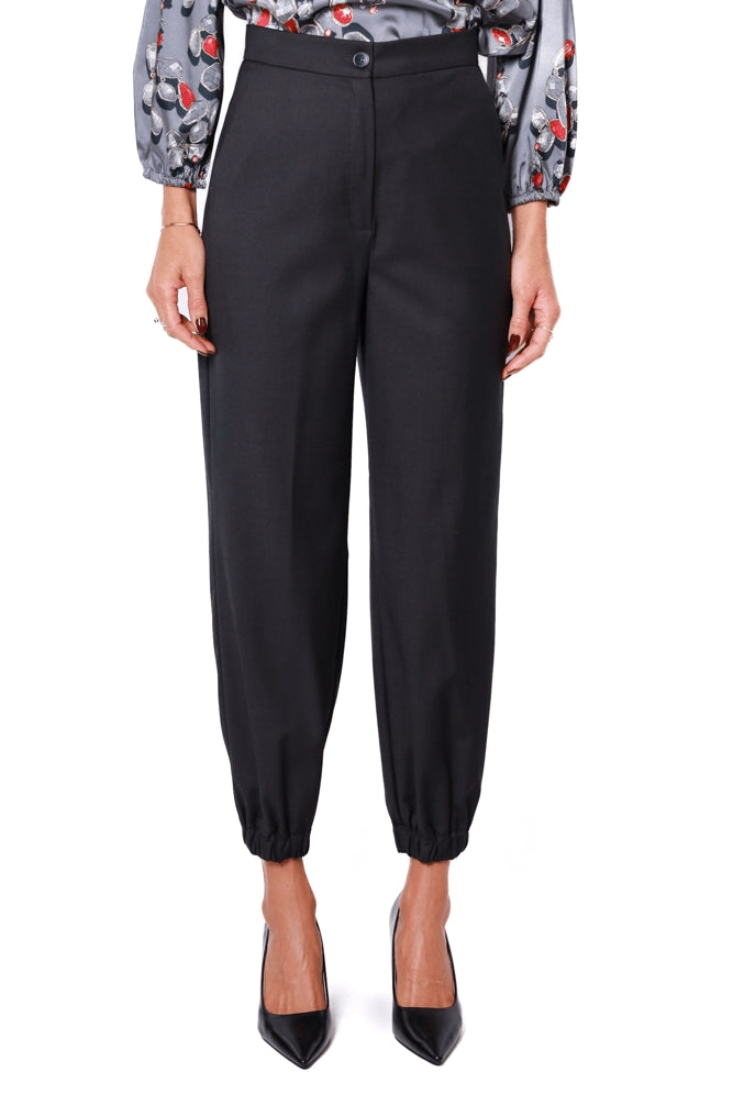 Emme Marella pantalone in flanella con polsino nero