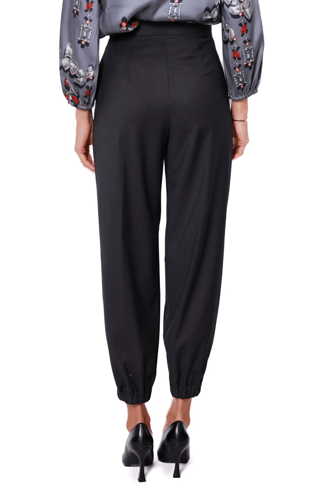 Emme Marella pantalone in flanella con polsino nero