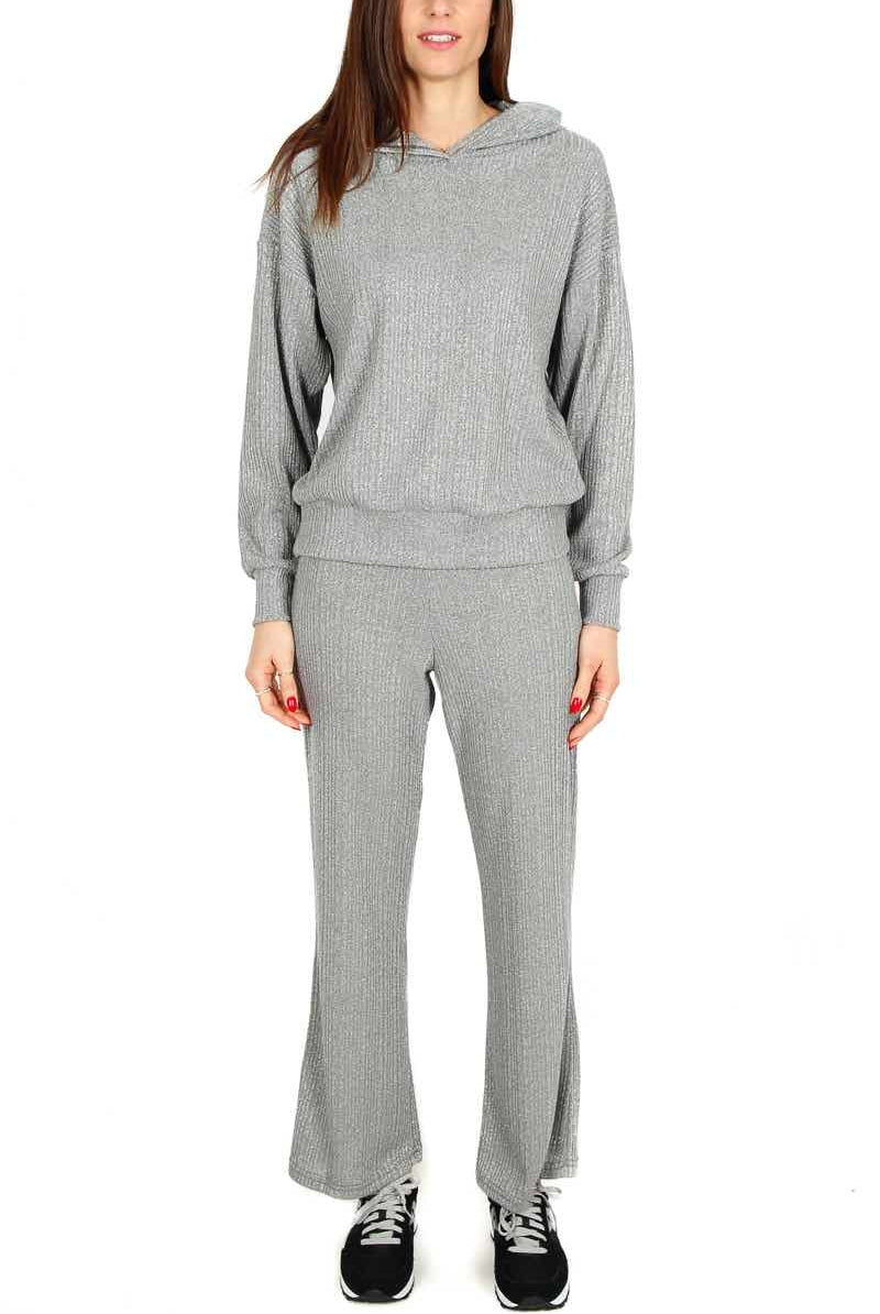 Le Streghe pantalone jogger a costine grigio