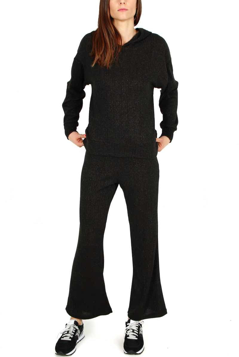 Le Streghe pantalone jogger a costine nero