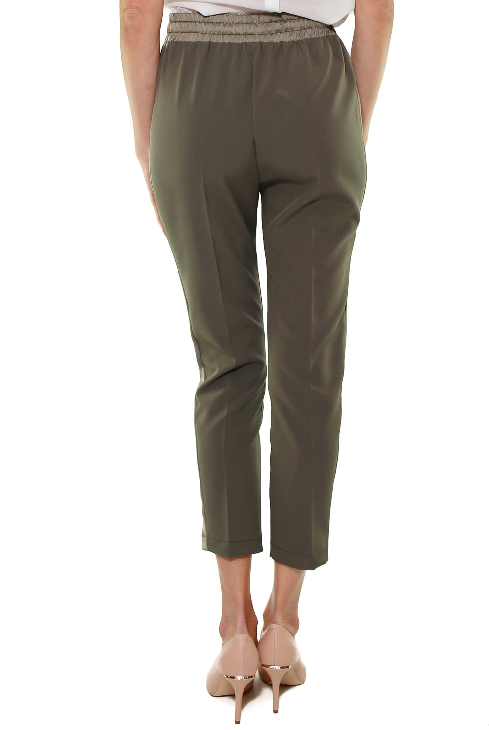 Fracomina pantalone jogger con banda verde
