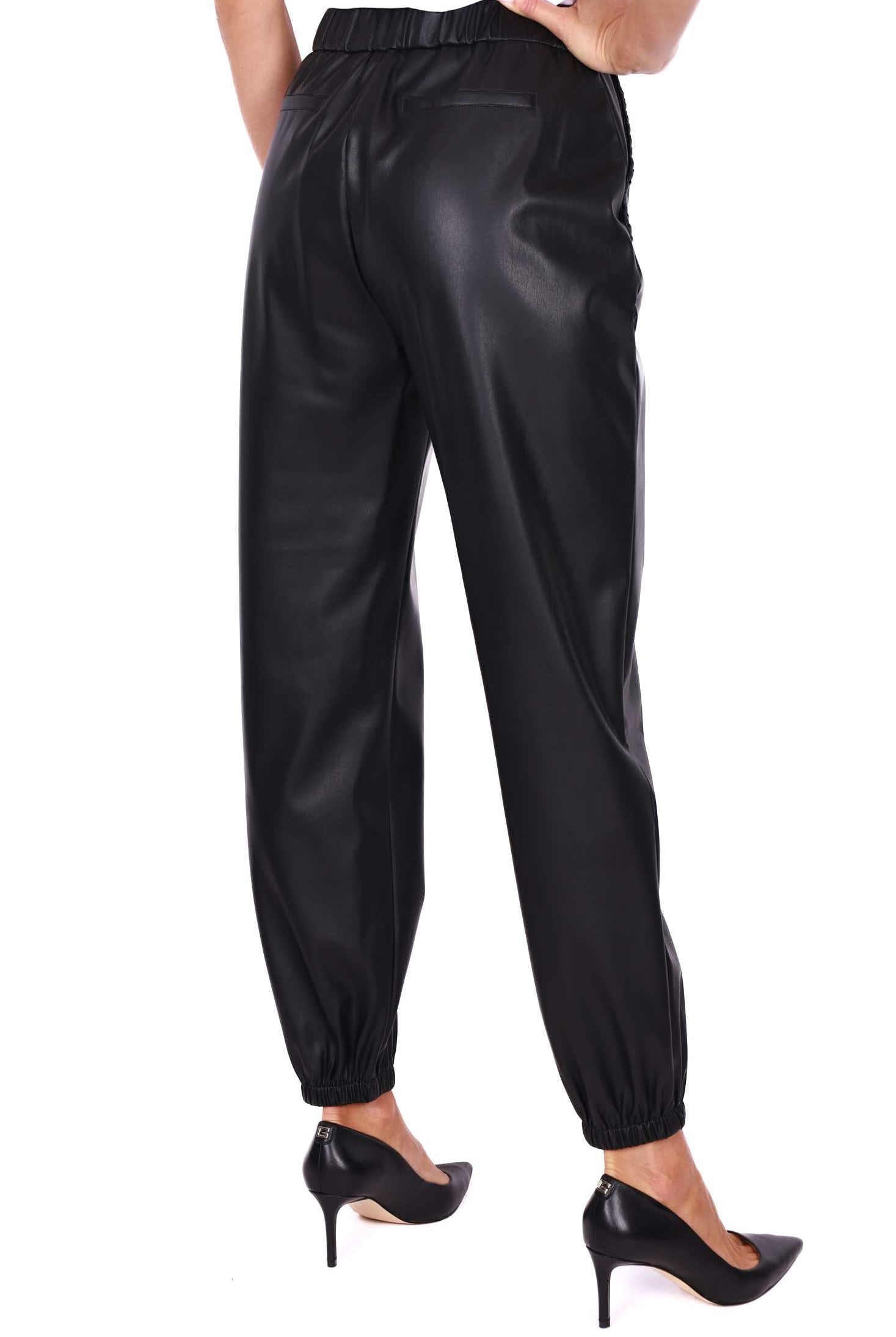 Liu Jo White pantalone jogger in ecopelle nero