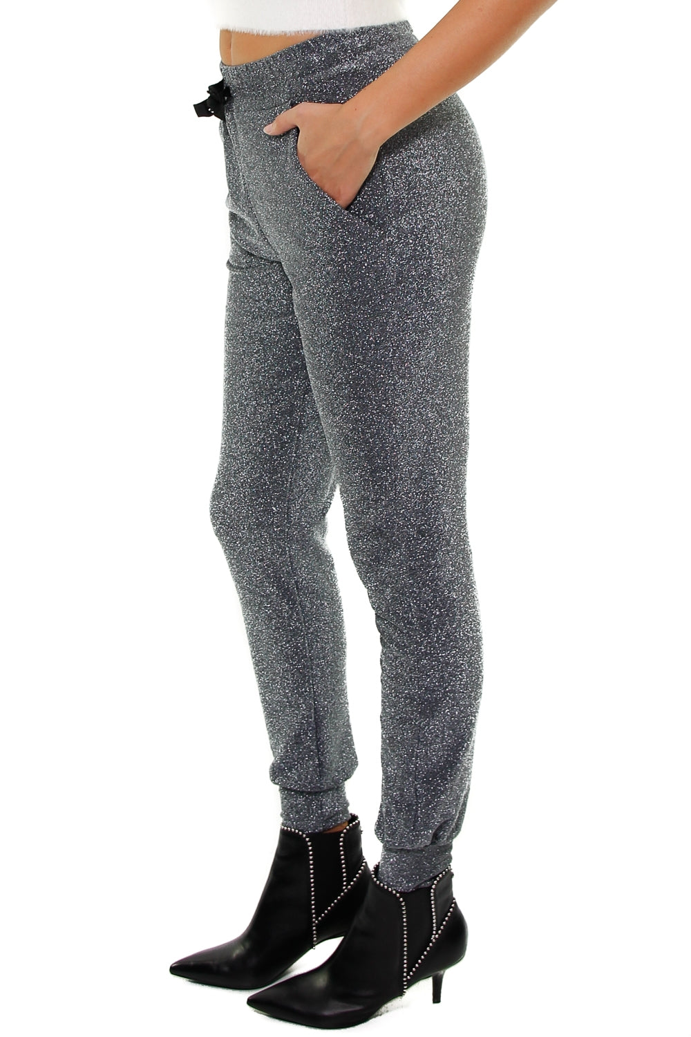 Dixie pantalone jogger in lurex grigio