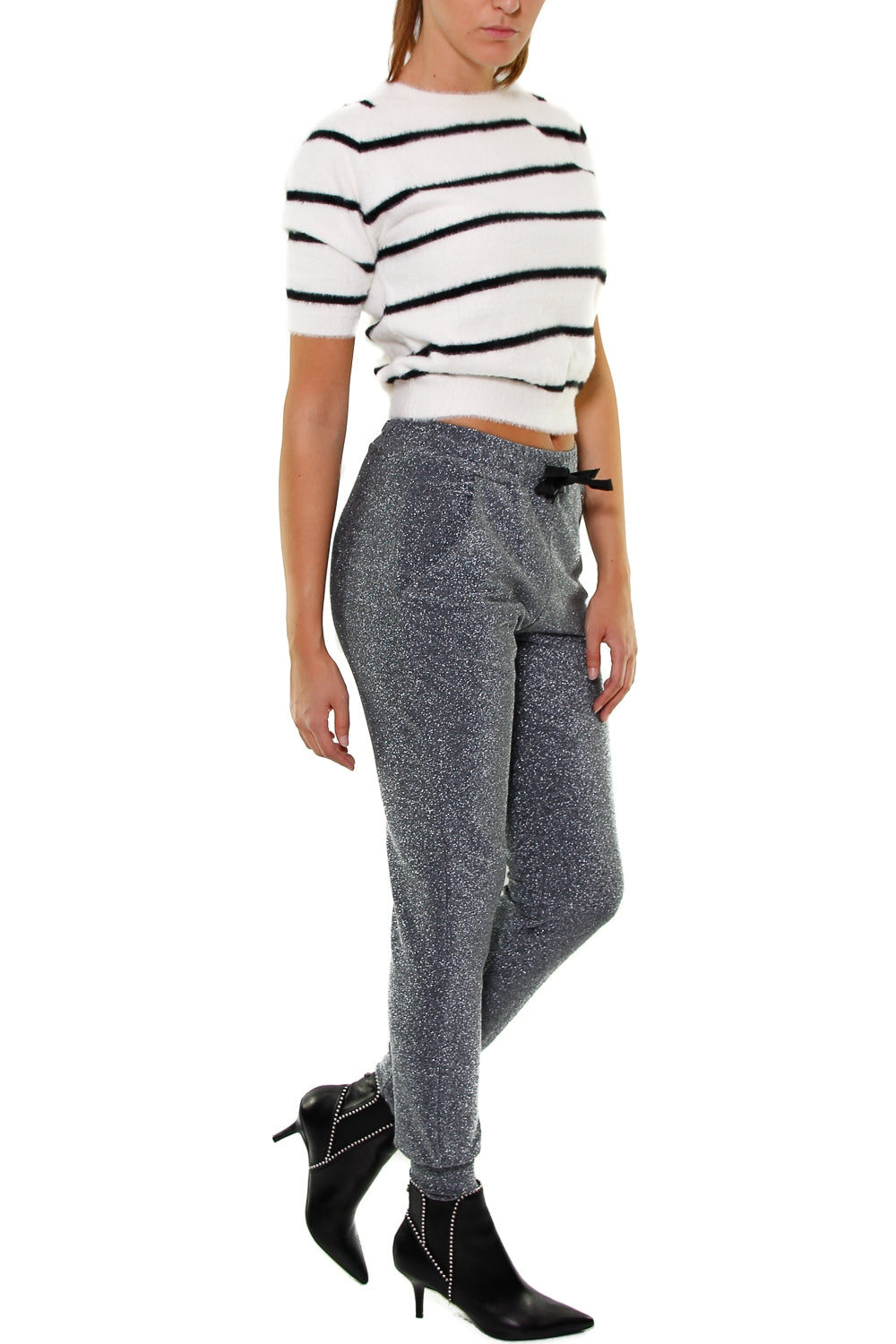Dixie pantalone jogger in lurex grigio