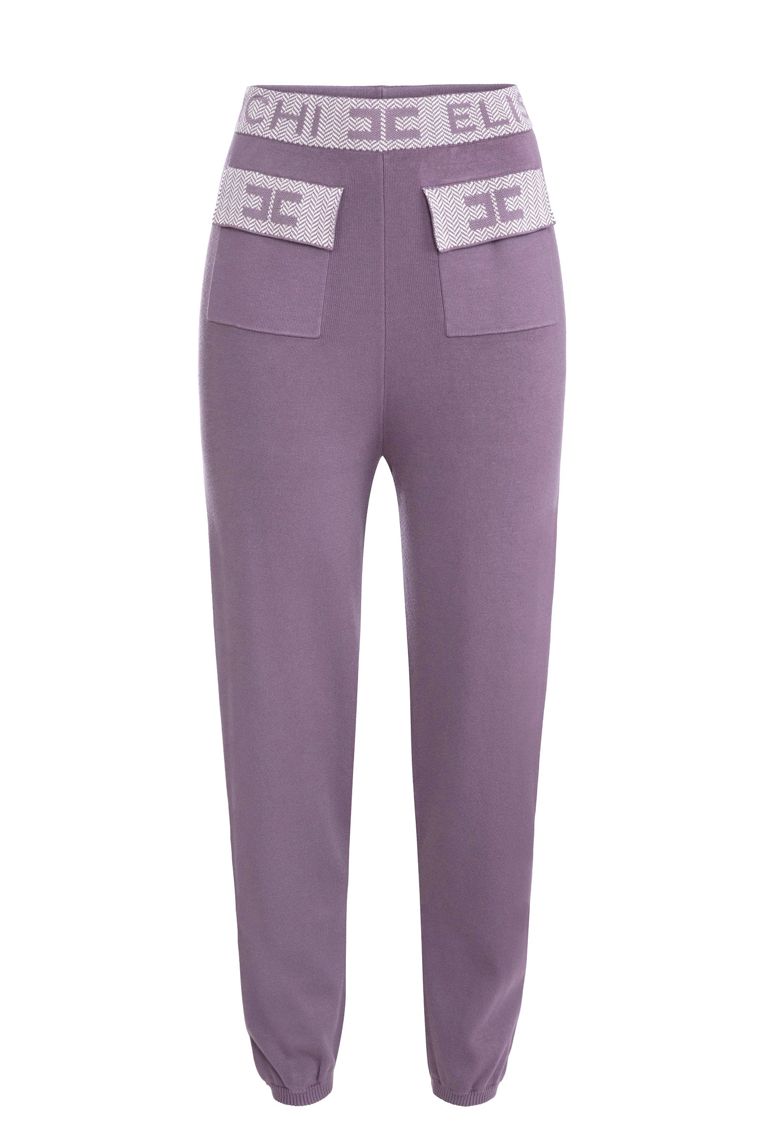 Elisabetta Franchi pantalone jogger in maglia viola