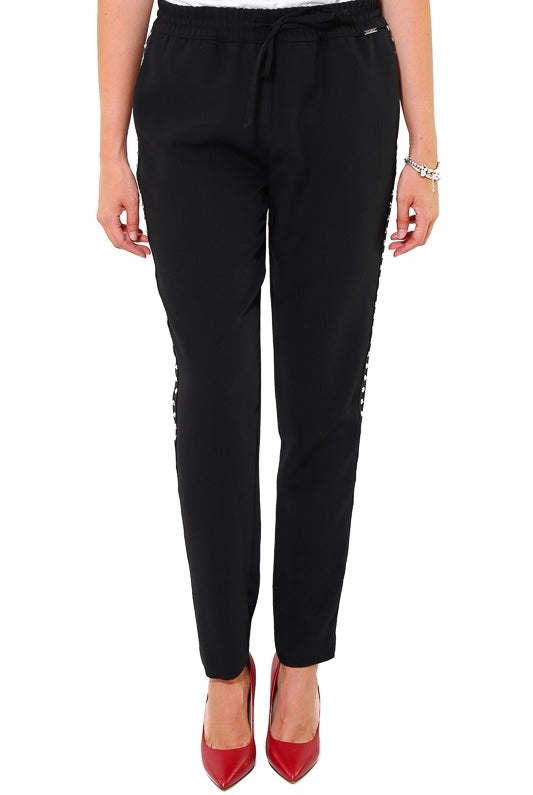 Liu Jo White pantalone joggings con coulisse e borchie ai lati nero