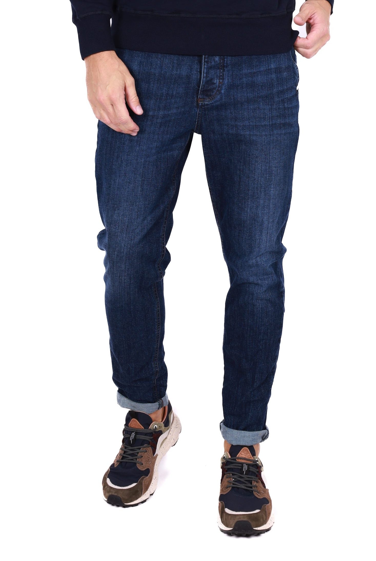 Berna pantalone uomo chinos in denim blu