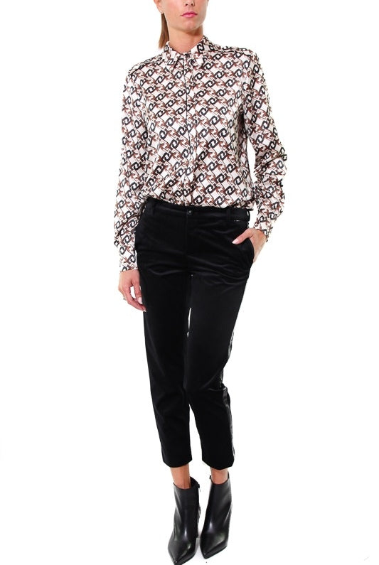 Liu Jo White pantalone velluto con bande laterali nero