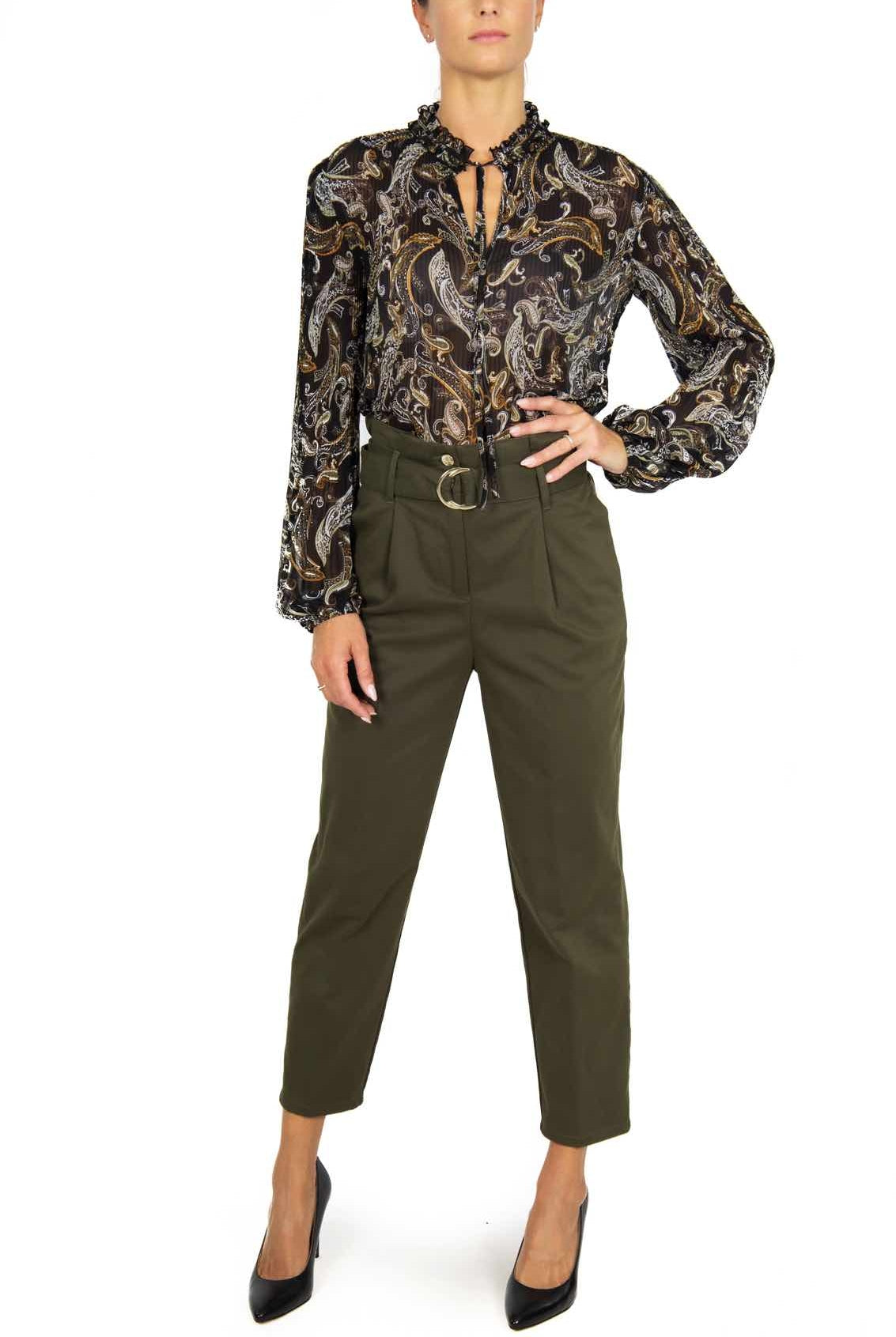 Liu Jo White pantalone vita alta a caramella verde