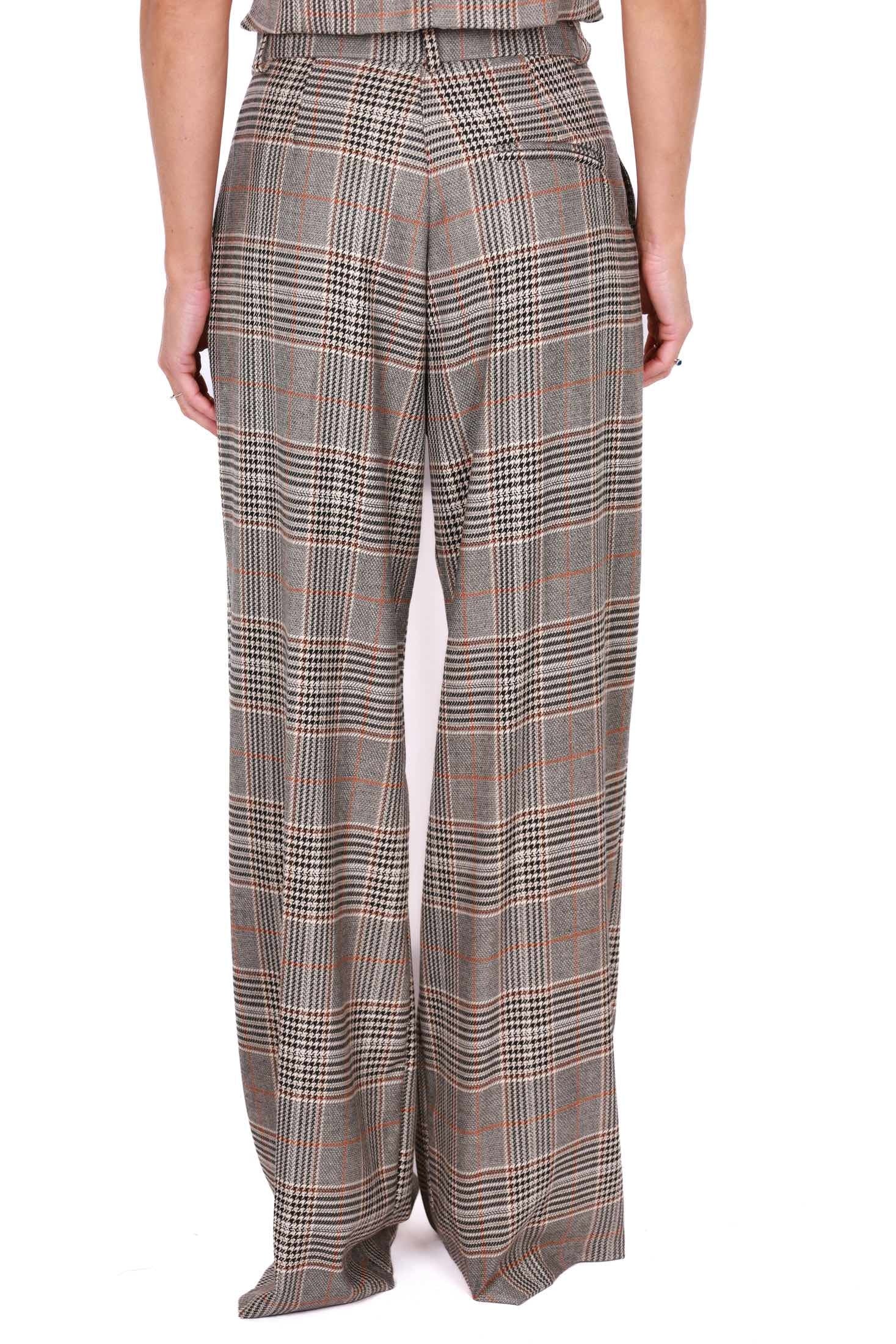 Dixie pantaloni a palazzo fantasia check marrone