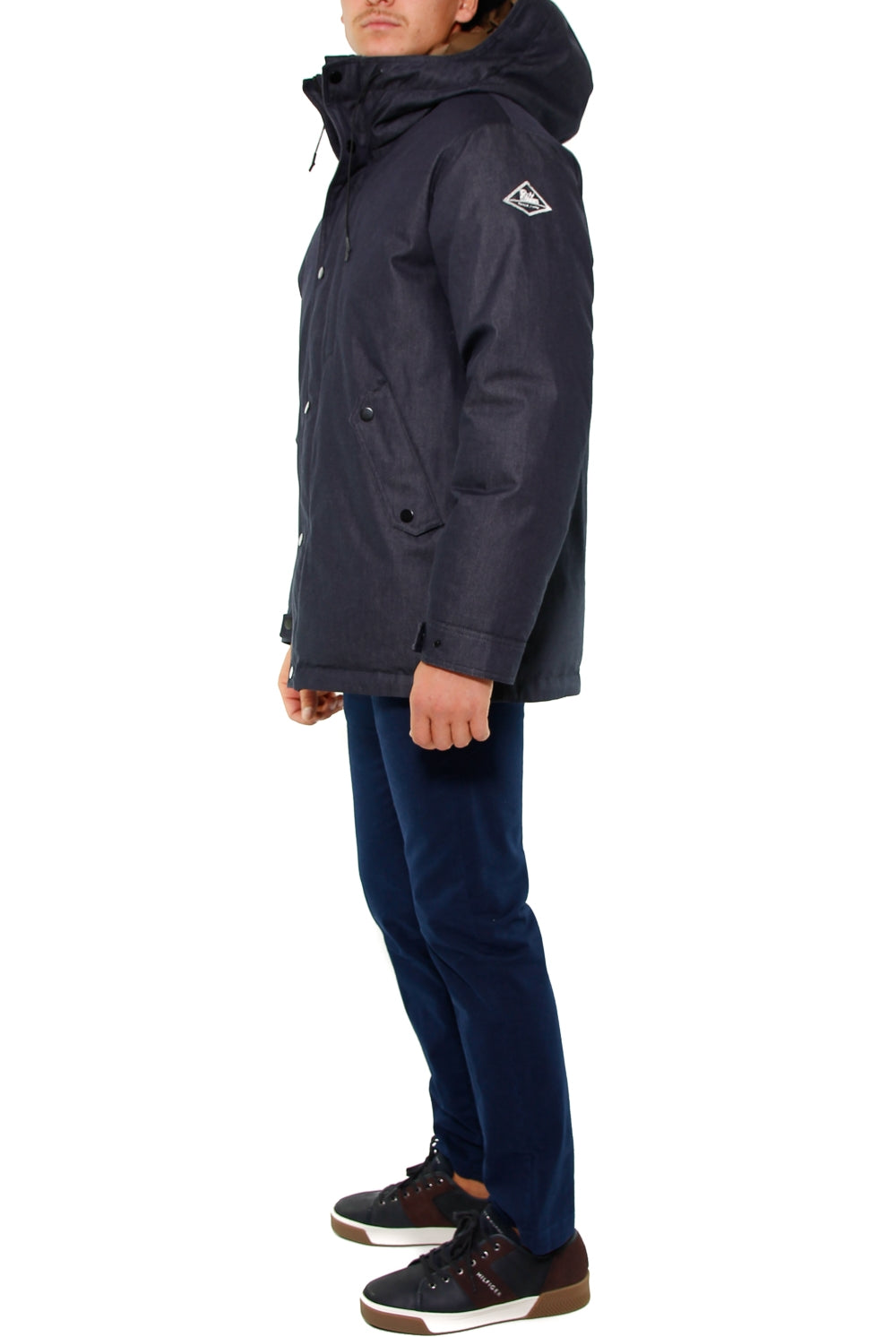 Roy Roger's Uomo parka in denim imbottitura piuma blu