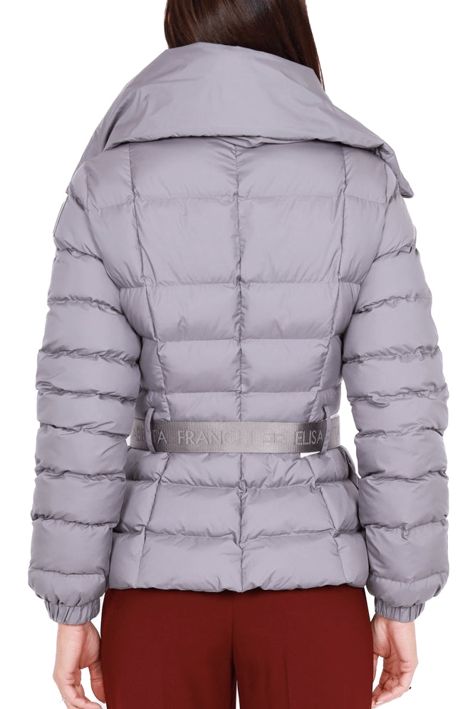 Elisabetta Franchi piumino corto con collo avvolgente grigio