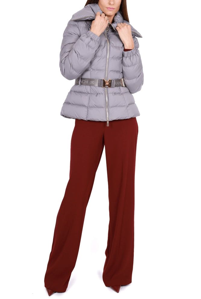 Elisabetta Franchi piumino corto con collo avvolgente grigio