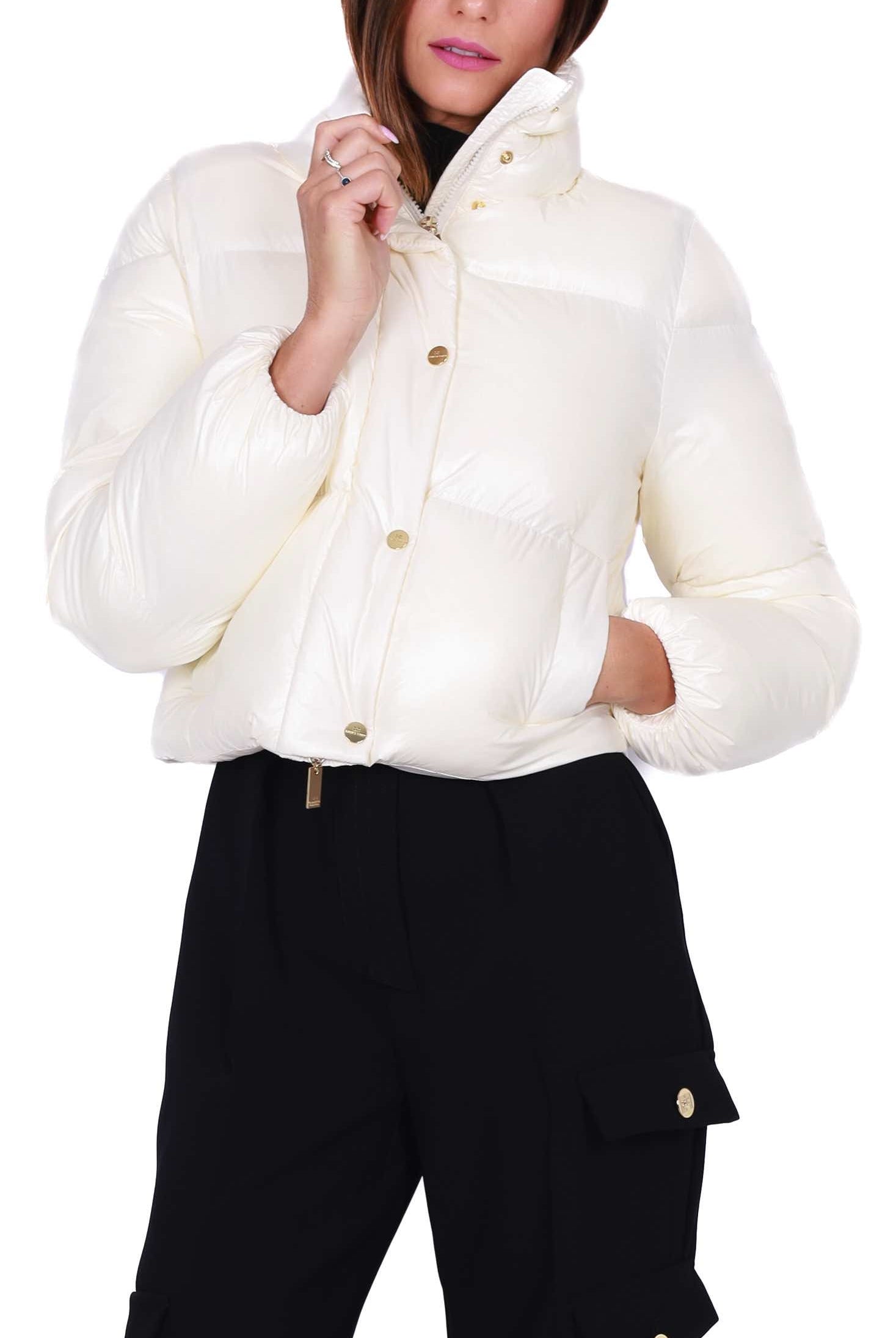 Elisabetta Franchi piumino corto e lucido burro