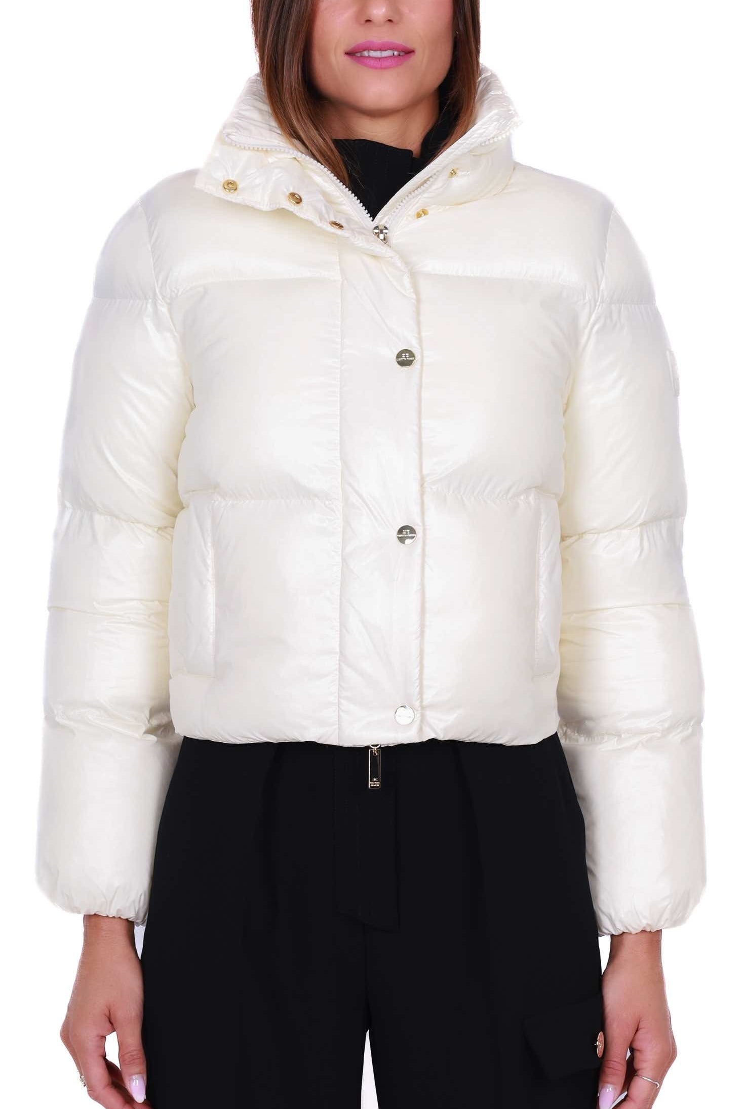 Elisabetta Franchi piumino corto e lucido burro