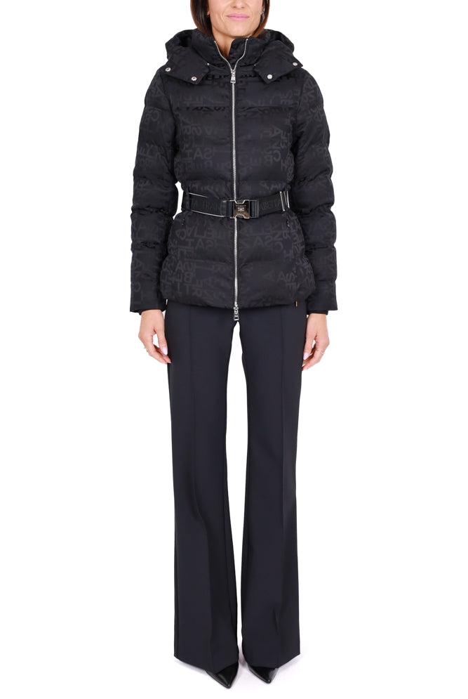 Elisabetta Franchi piumino corto in nylon jacquard nero