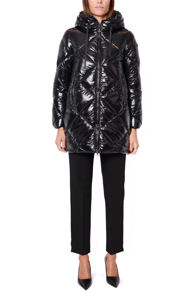 Censured piumino donna con cappuccio nero