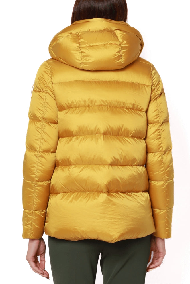 Bomboogie piumino donna corto con cappuccio giallo