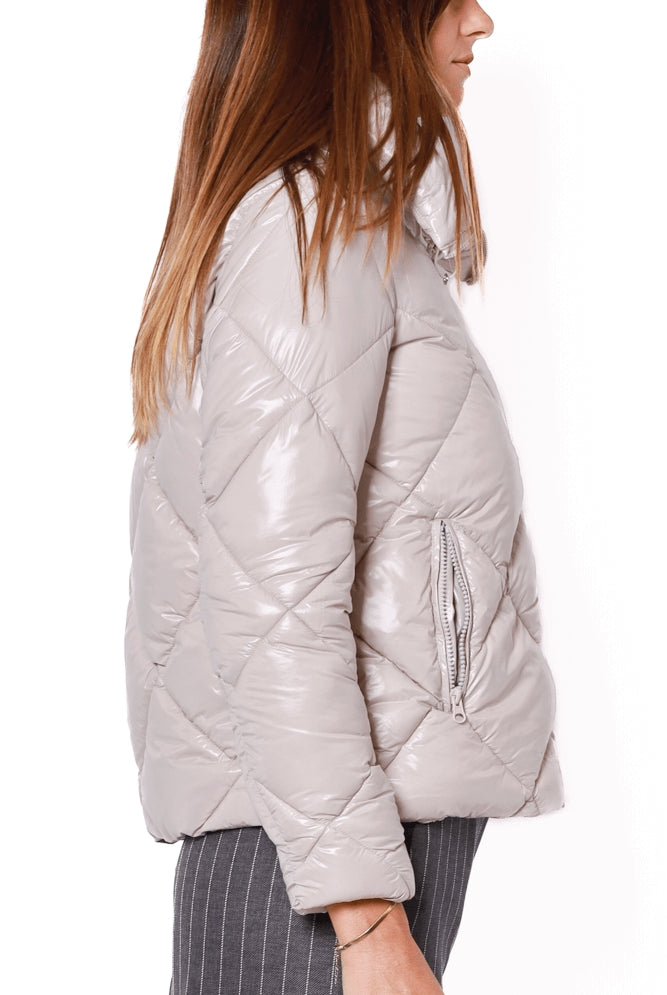 Censured piumino donna corto con collo avvolgente ghiaccio