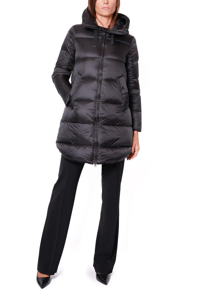 Bomboogie piumino donna lungo con collo avvolgente nero