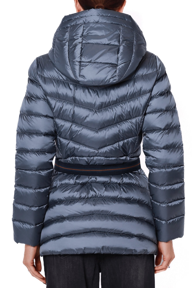 Cape Horn piumino in nylon lucido con cappuccio blu