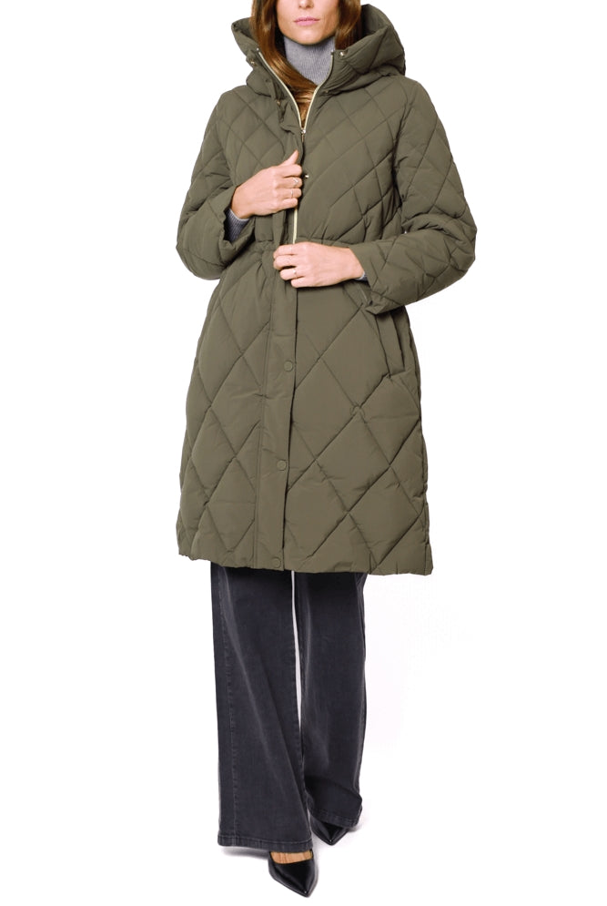 Emme Marella piumino lungo con cappuccio verde