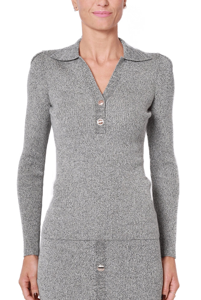 Liu Jo White polo in maglia di misto viscosa e lurex grigio