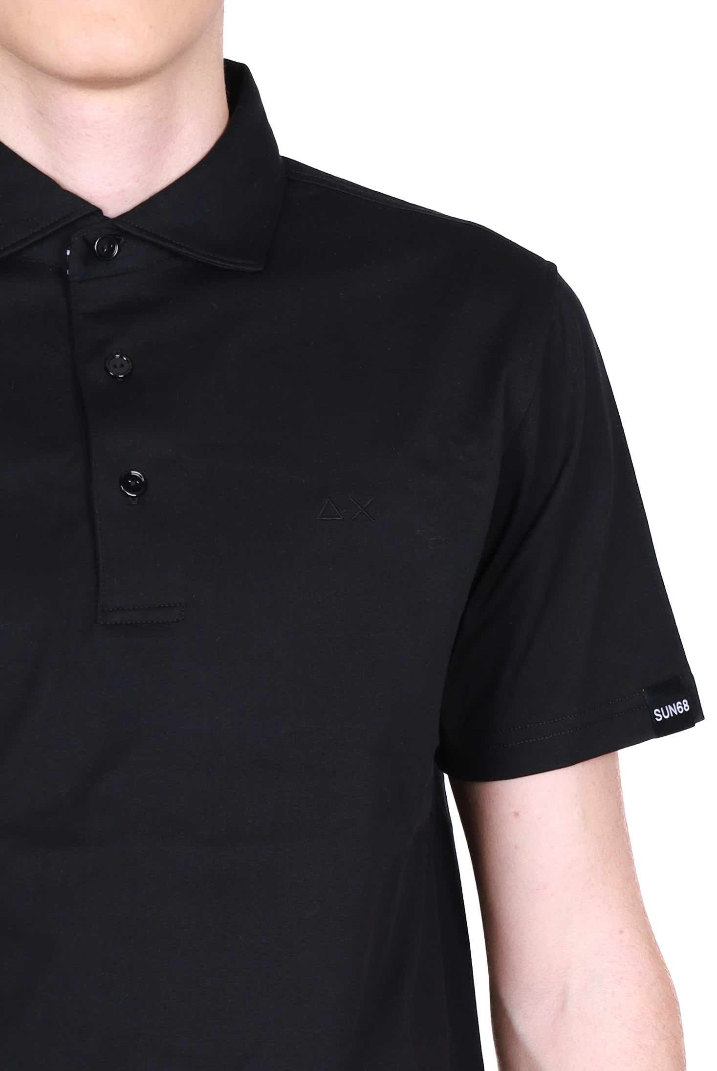 Sun68 Uomo polo uomo maniche corte in jersey di cotone nero