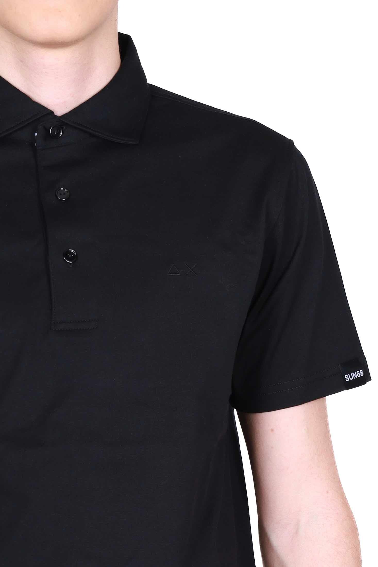 Sun68 Uomo polo uomo maniche corte in jersey di cotone nero