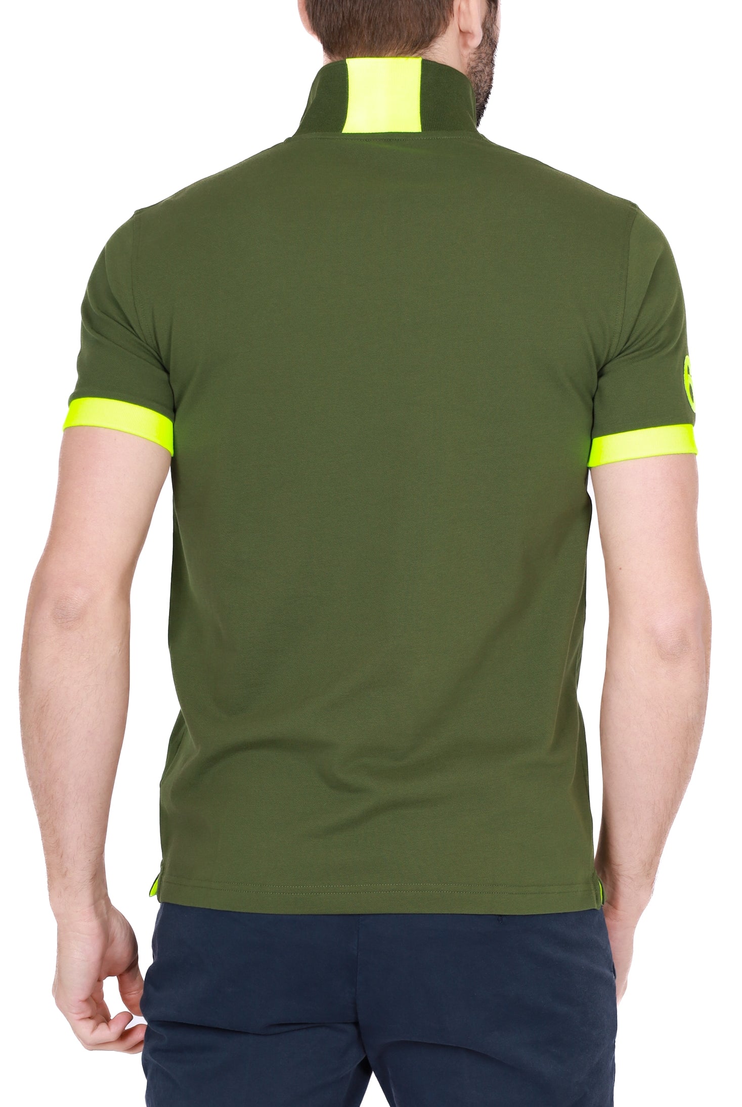 Sun68 Uomo polo uomo maniche corte in piquet di cotone verde