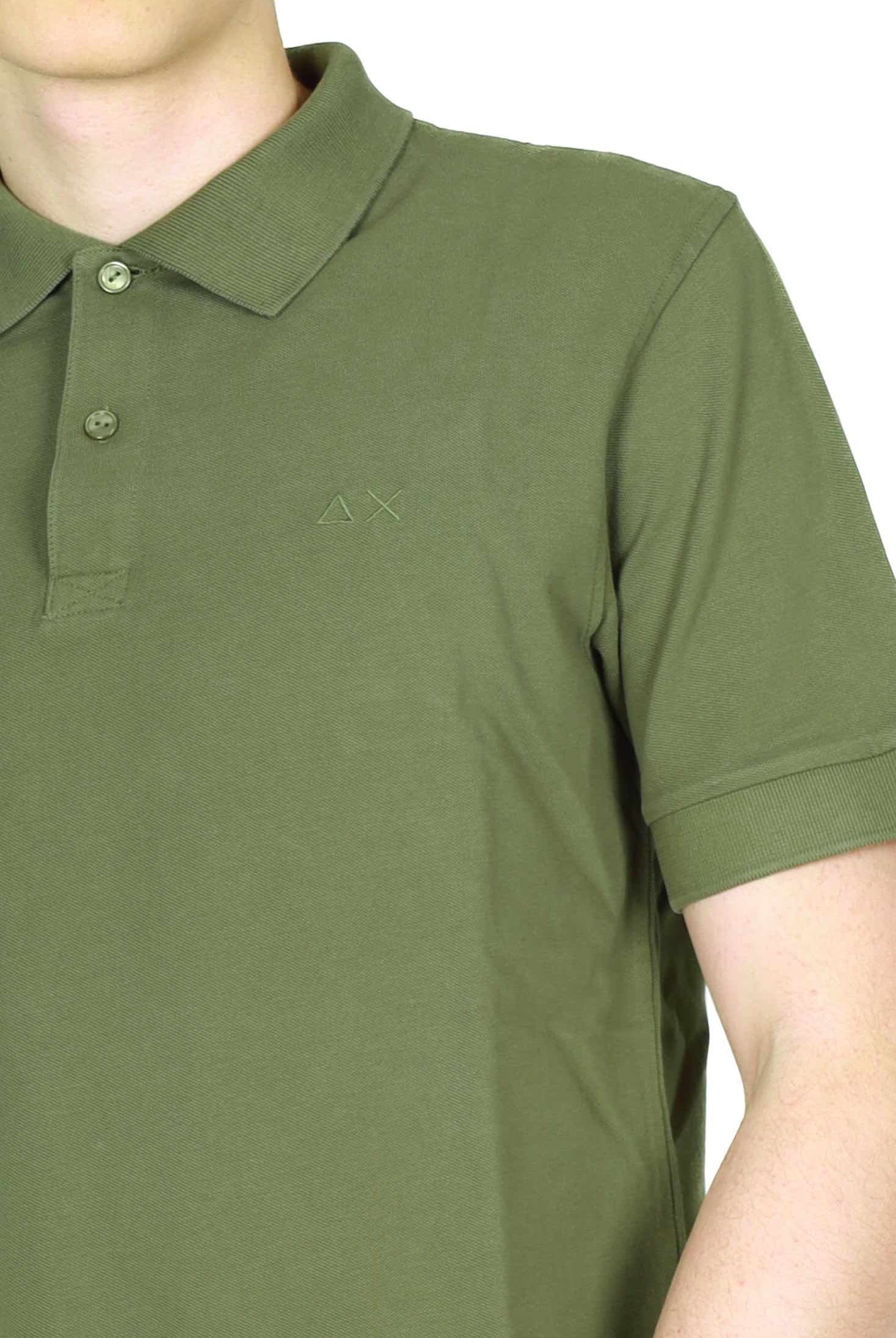 Sun68 Uomo polo uomo maniche corte in piquet di cotone verde