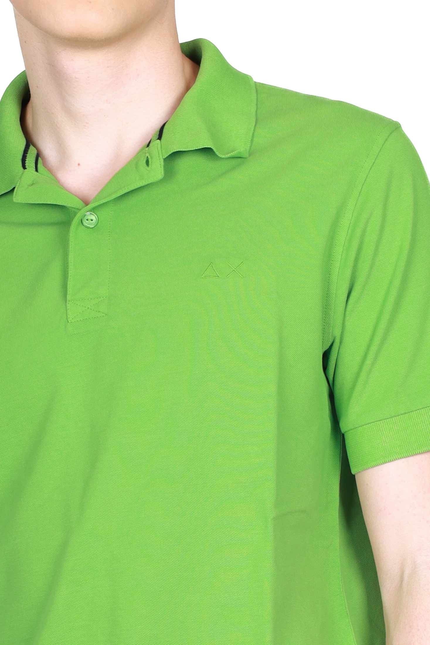 Sun68 Uomo polo uomo maniche corte in piquet di cotone verde