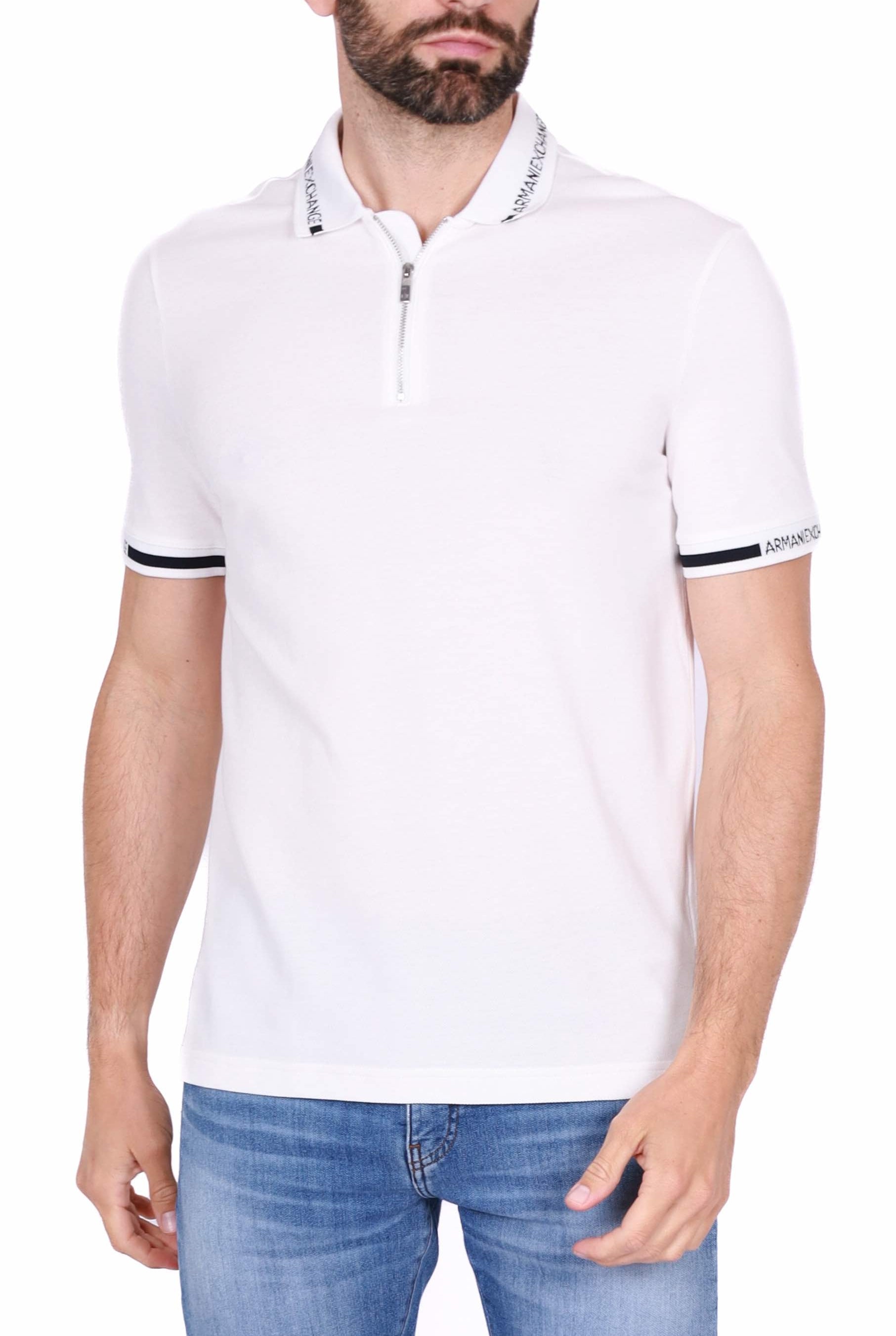 Ax Uomo polo uomo piquet con zip bianco