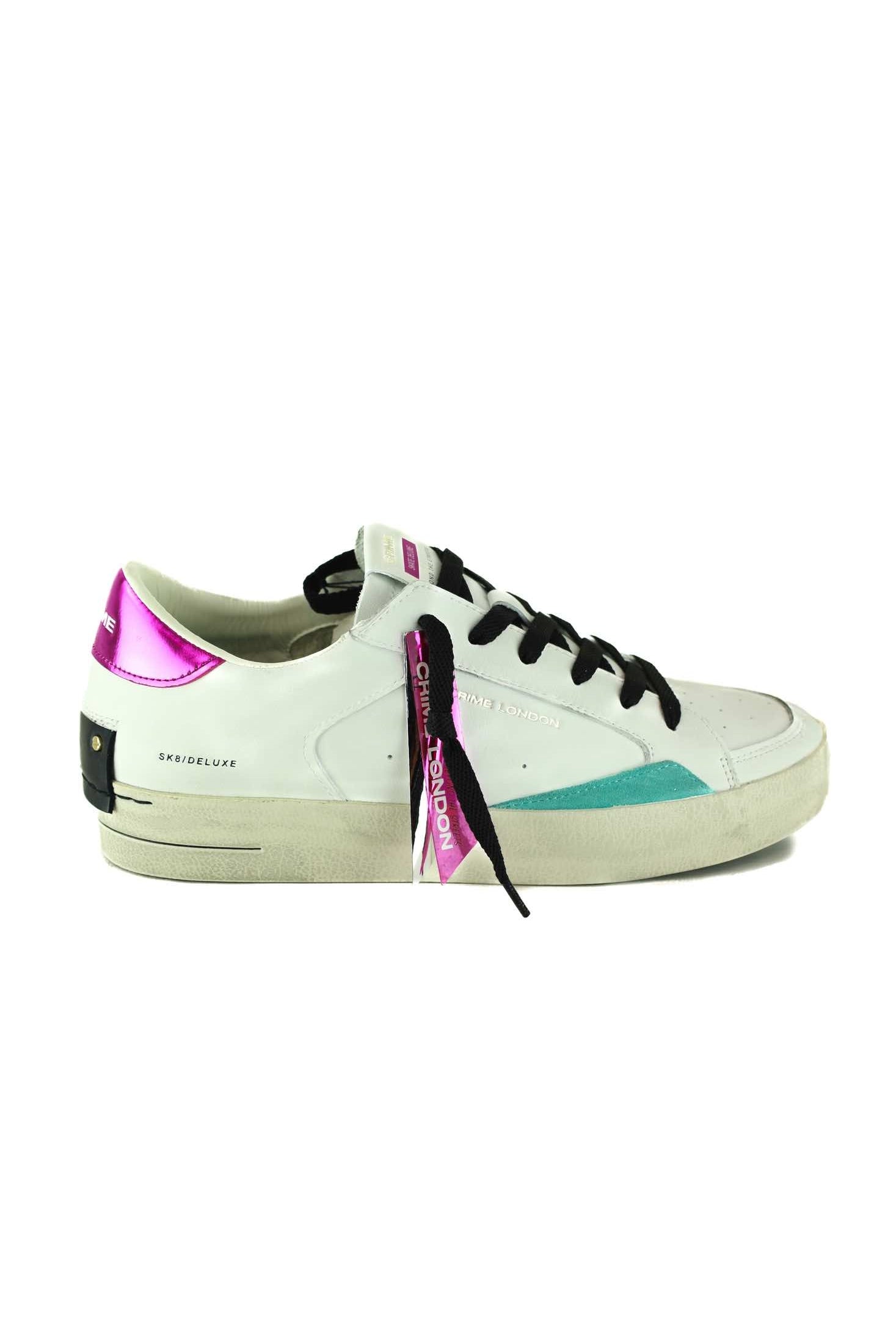 Crime sneakers donna in pelle con dettagli colorati bianco