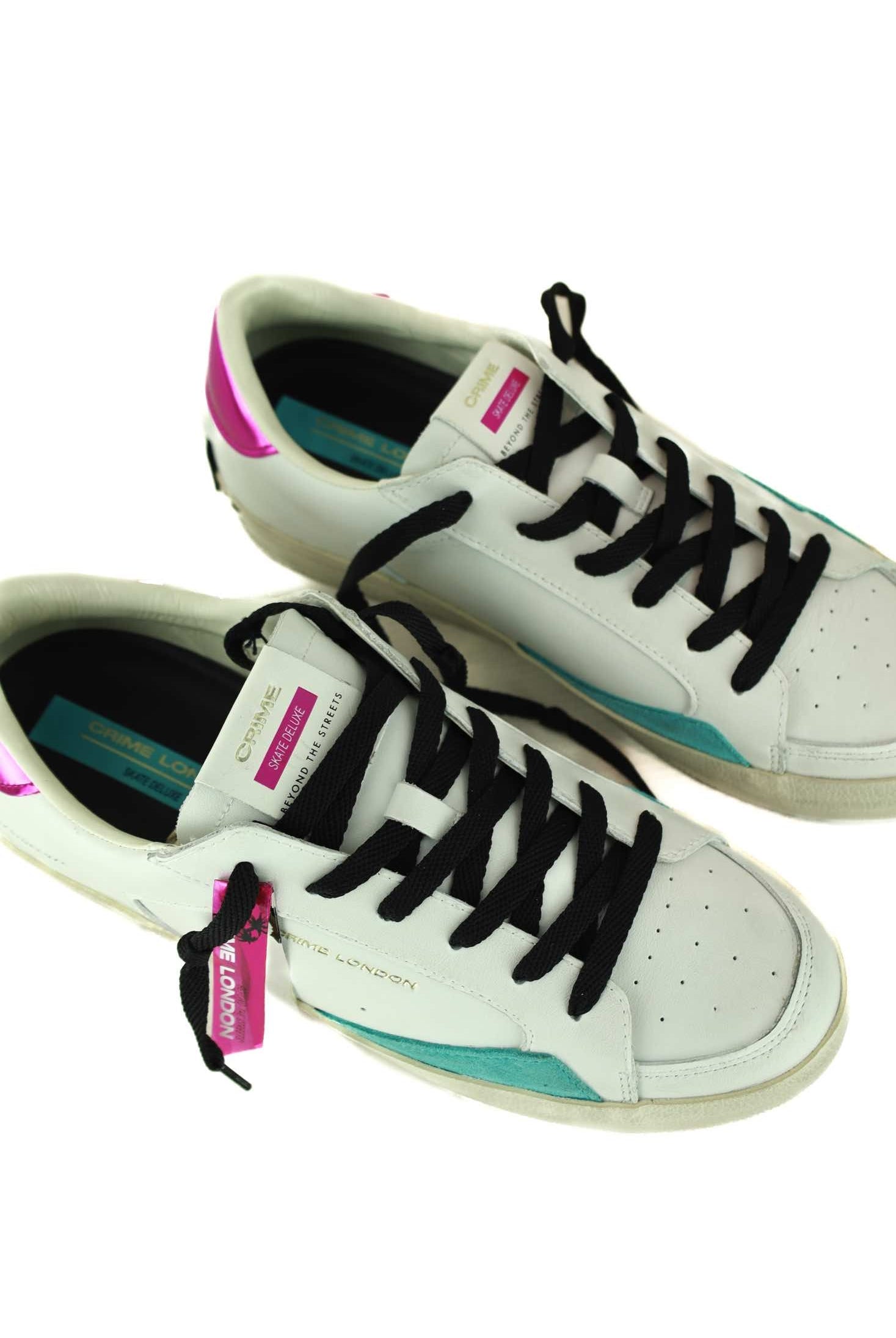 Crime sneakers donna in pelle con dettagli colorati bianco