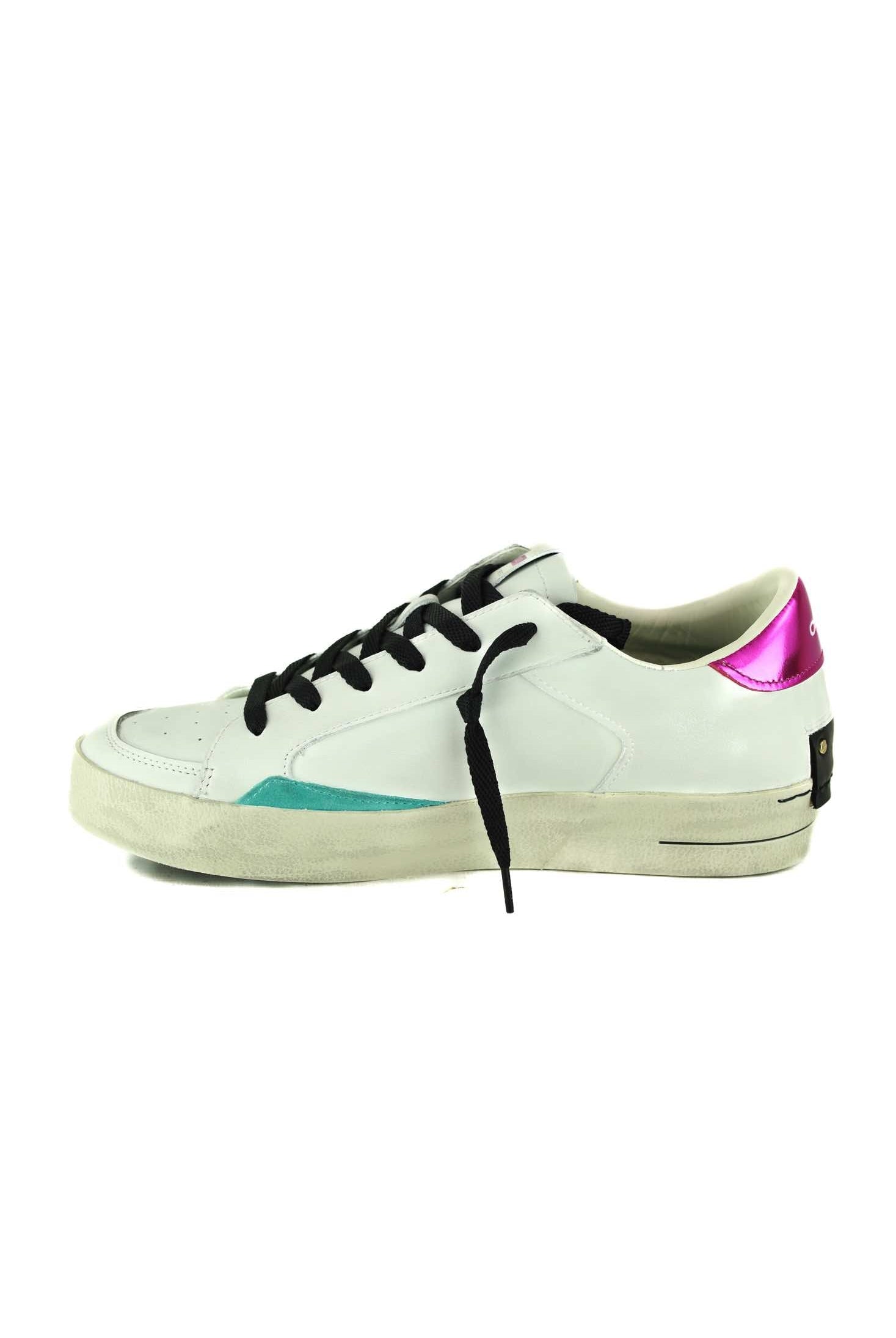 Crime sneakers donna in pelle con dettagli colorati bianco