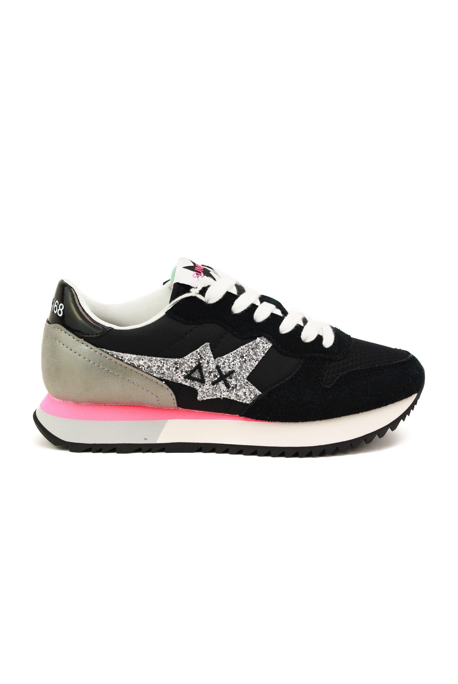 Sun68 Scarpe sneakers donna in pelle e tessuto nero