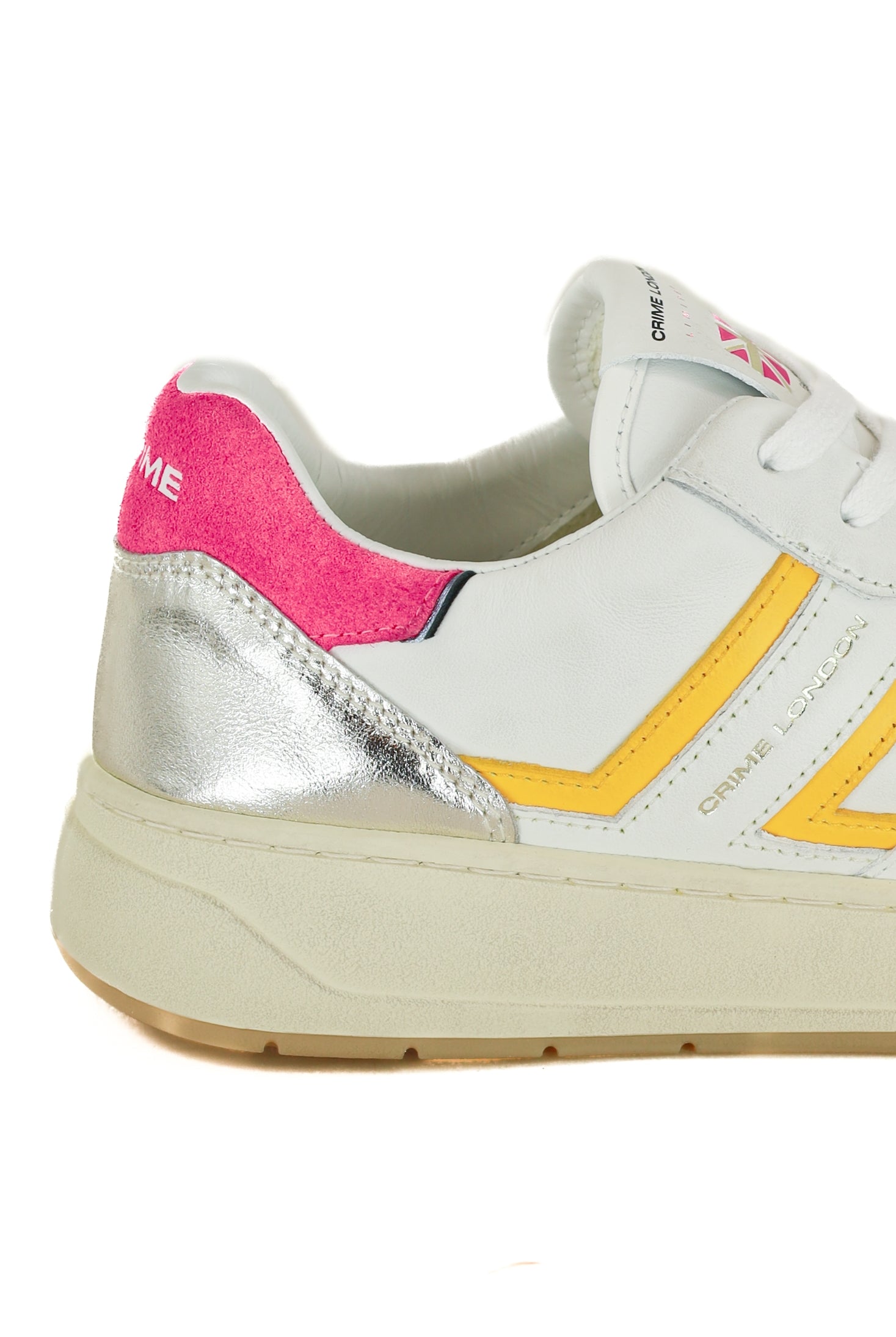 Crime sneakers donna in pelle stile basket bianco