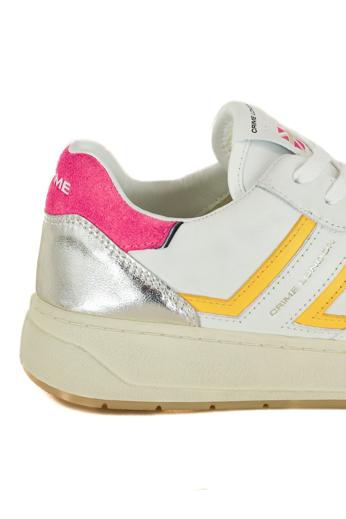 Crime sneakers donna in pelle stile basket bianco