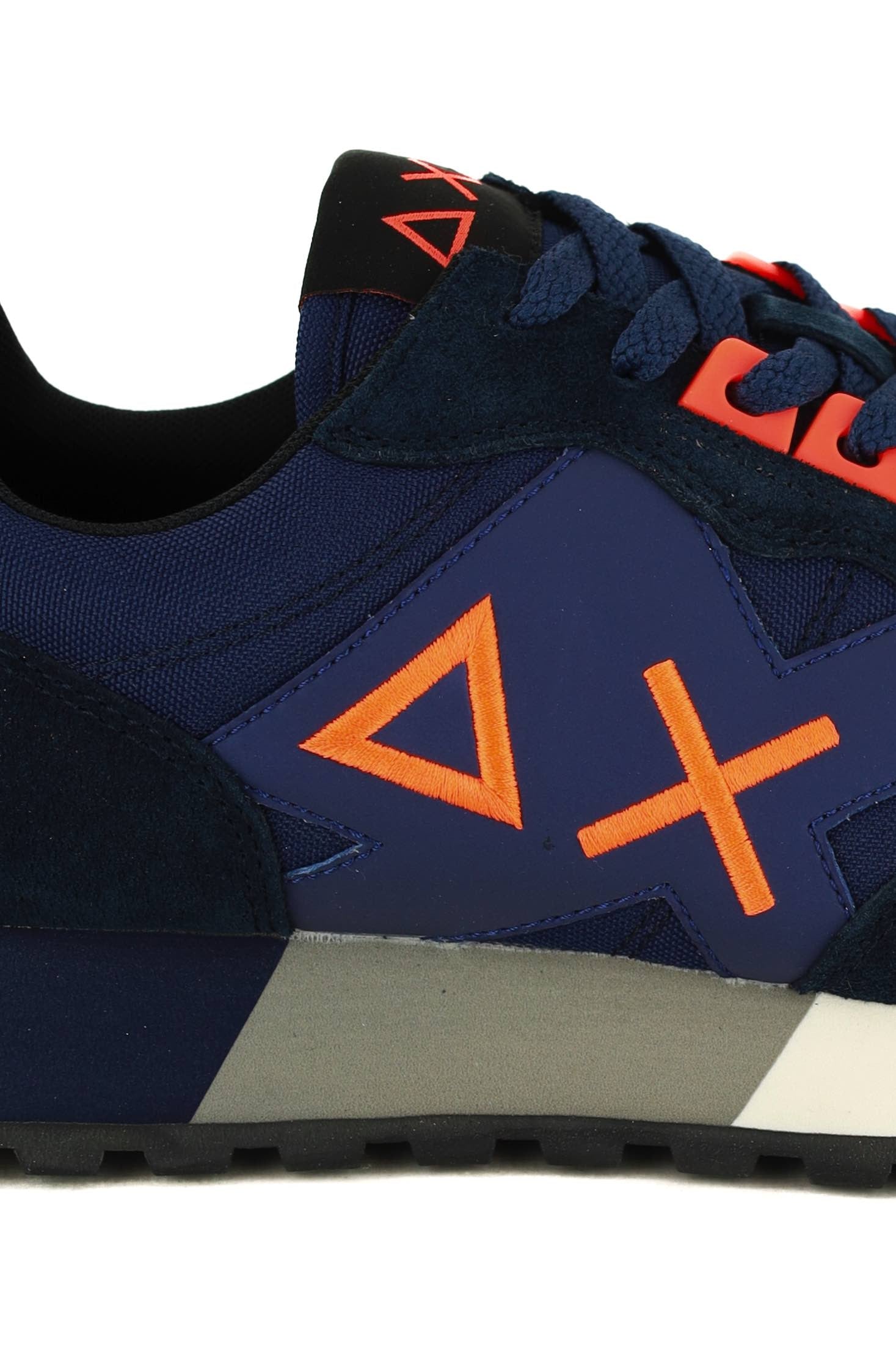 Sun68 Scarpe sneakers uomo in pelle e tessuto dettagli fluo blu