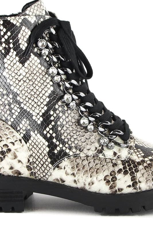 Guess Scarpe stivaletto biker stampa pitone nero