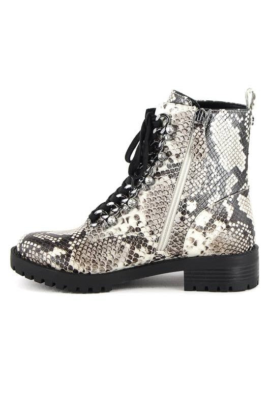 Guess Scarpe stivaletto biker stampa pitone nero