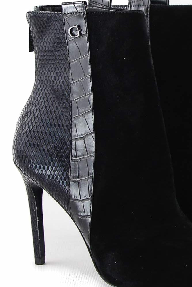 Guess Scarpe stivaletto tacco alto in pelle scamosciata pitone nero