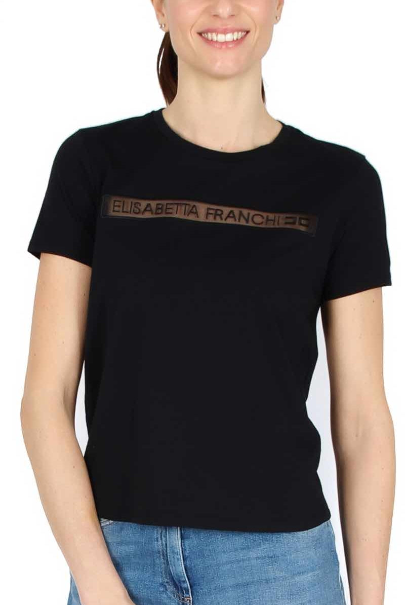 Elisabetta Franchi t-shirt girocollo con logo ricamato nero