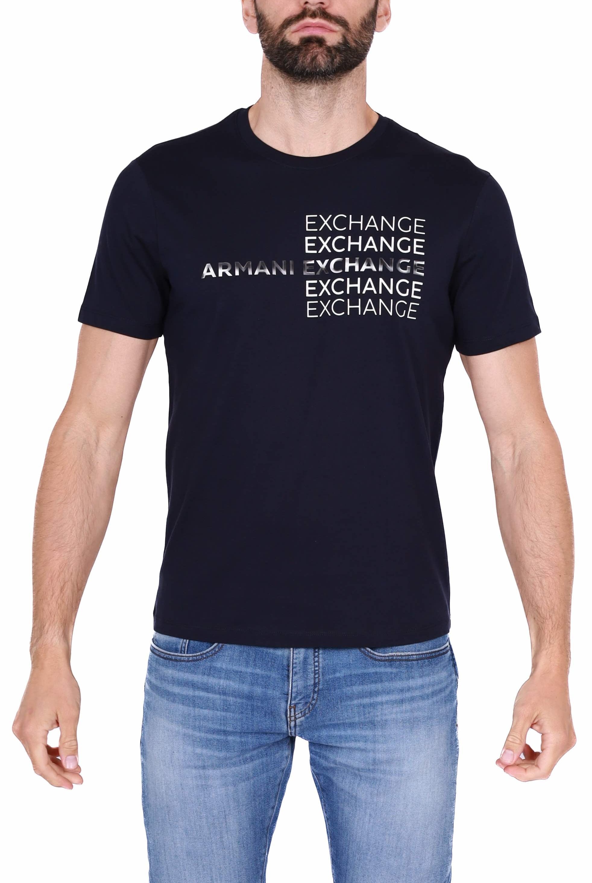 Ax Uomo t-shirt manica corta con stampa blu