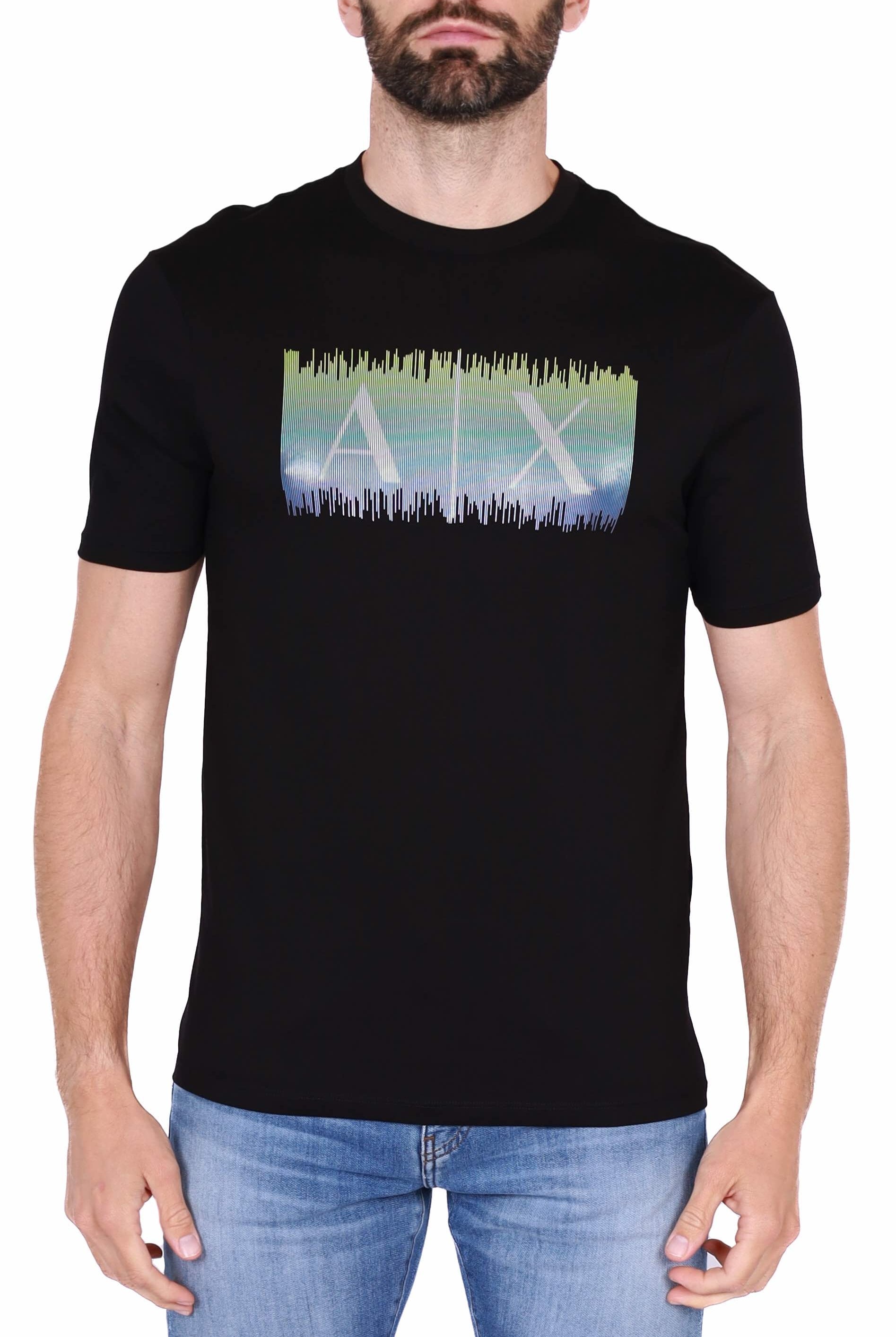 Ax Uomo t-shirt uomo in puro cotone con stampa nero