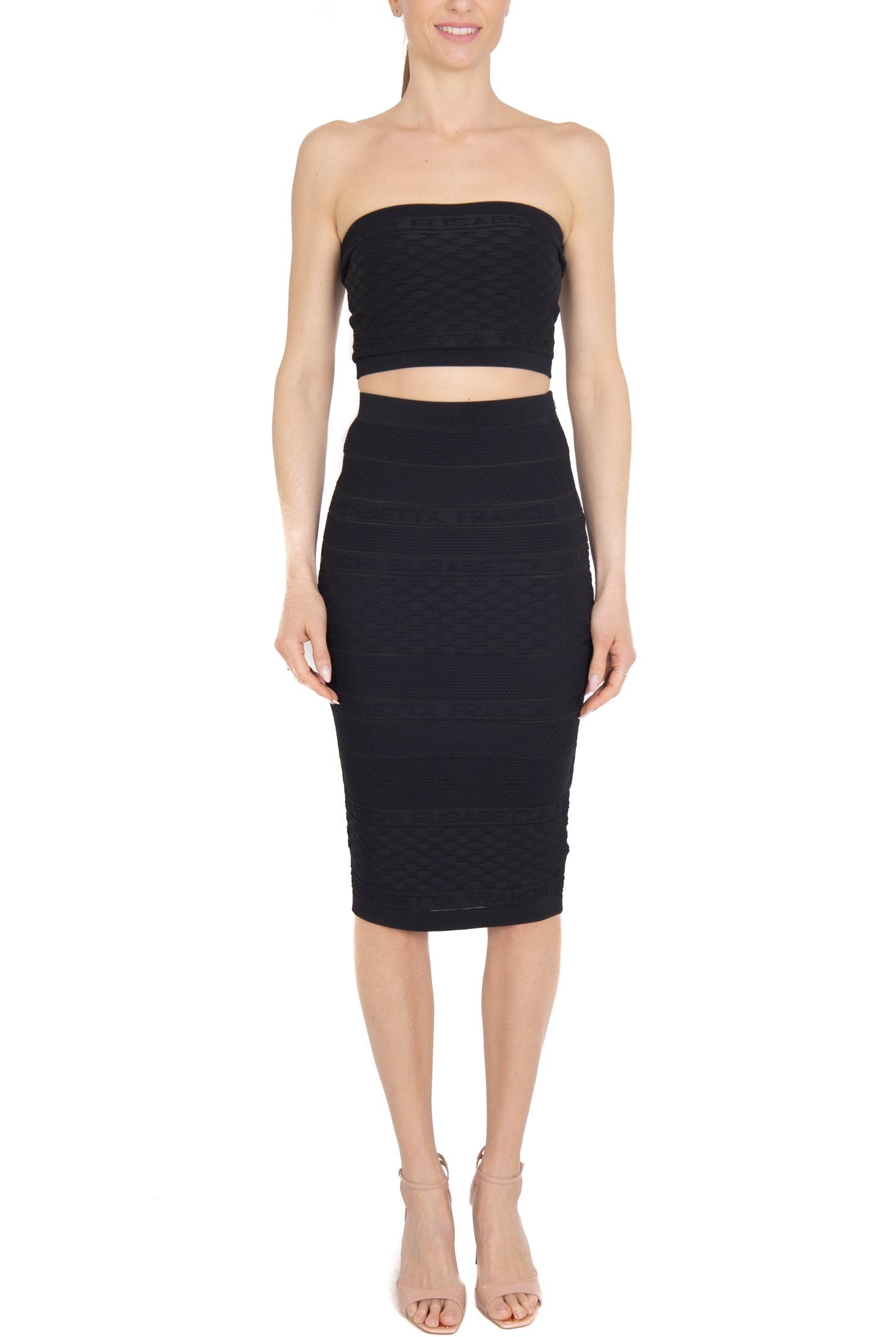 Elisabetta Franchi top a fascia in maglia nero